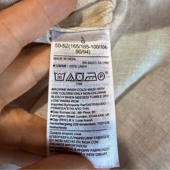 Banana Republic 100% Line Light Beige Shirt Beach Coastal Resortwear Size L - Picture 6 of 9